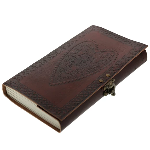 Handmade Leather Journal with embossed motive Three heart in One Heart - Outlet